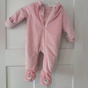 Carter's Light Pink Plush Hooded Footed One-Piece